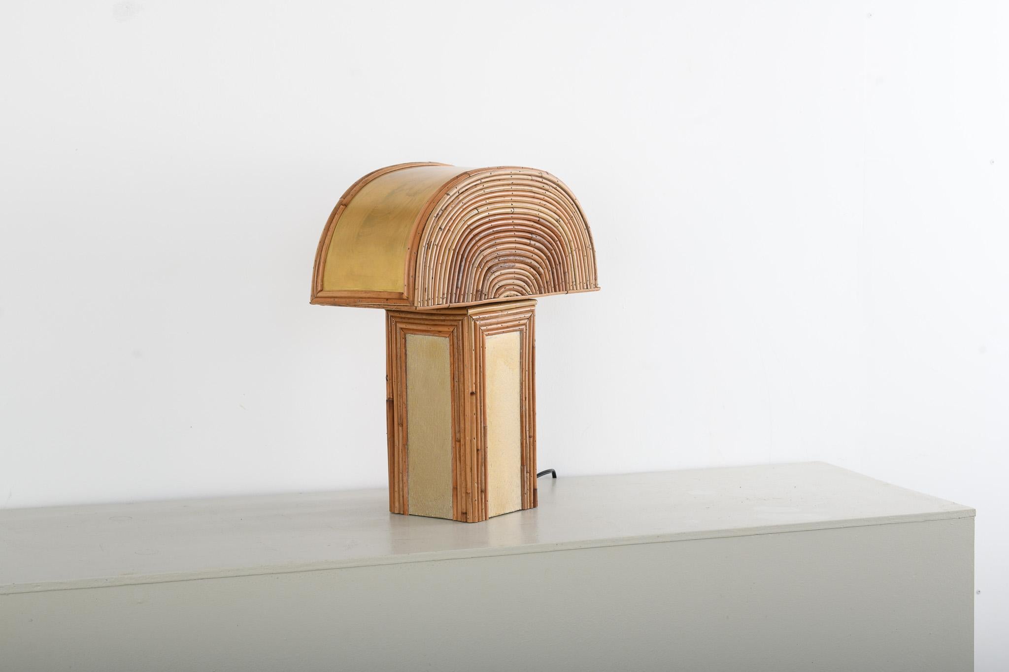 Lacquered Vesta Rattan Table Lamp For Sale