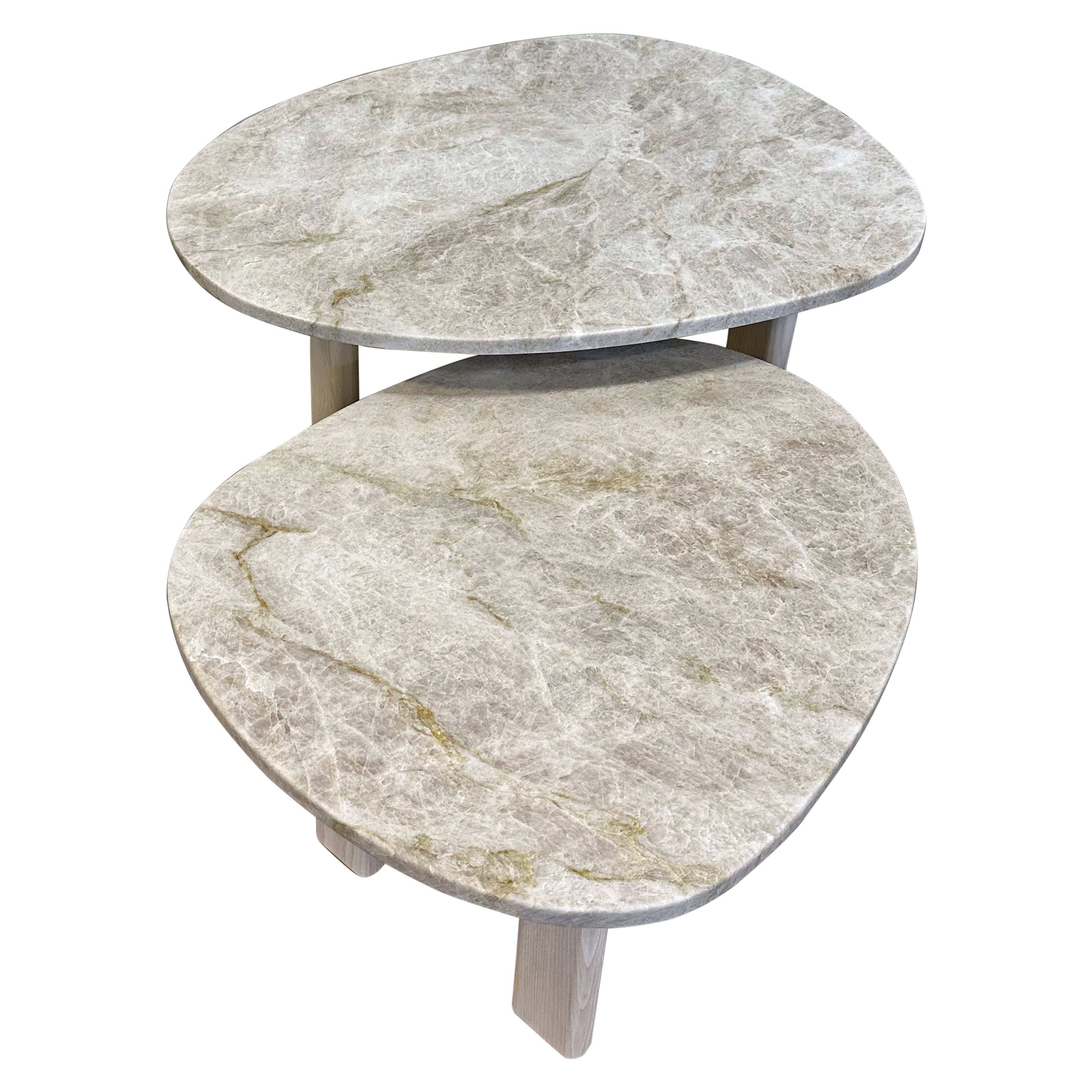 Vesta Stone Topped & Solid Ash Nesting Tables by Mary Ratcliffe Studio