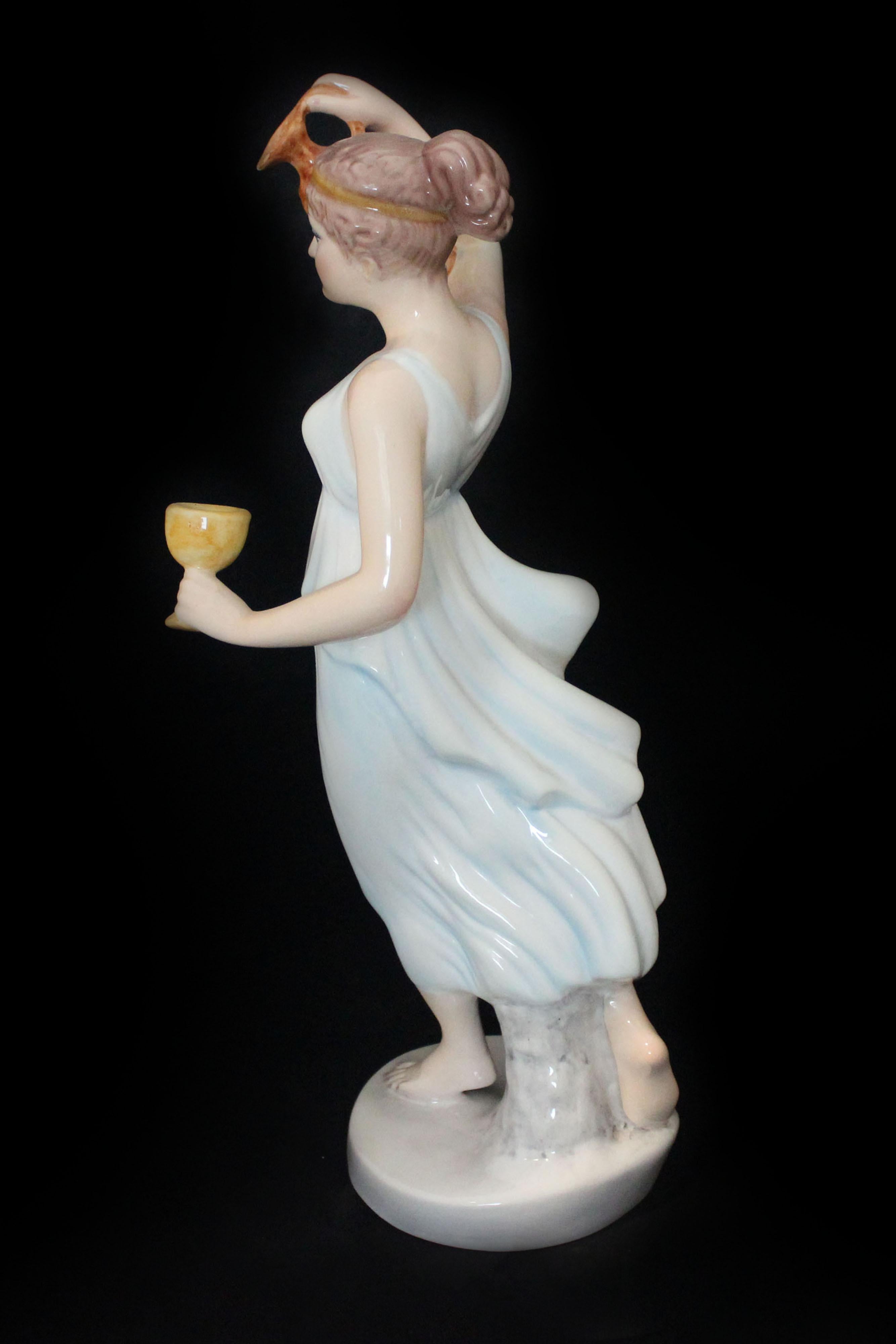 Art Deco Vestal Ceramic Figure With Jug and Goblet by Giovanni Ronzan for Ronzan, 1940s For Sale