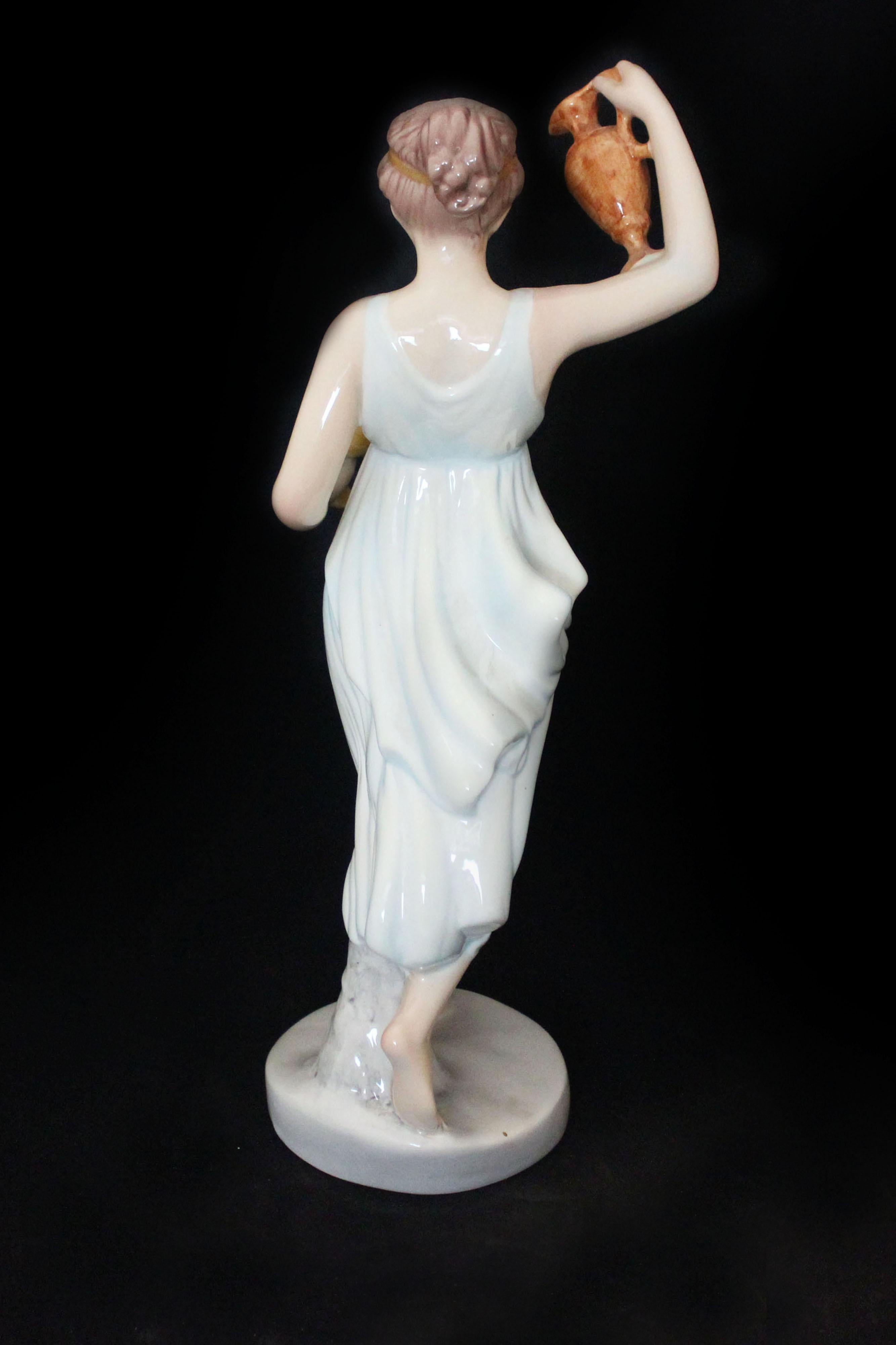 Italian Vestal Ceramic Figure With Jug and Goblet by Giovanni Ronzan for Ronzan, 1940s For Sale