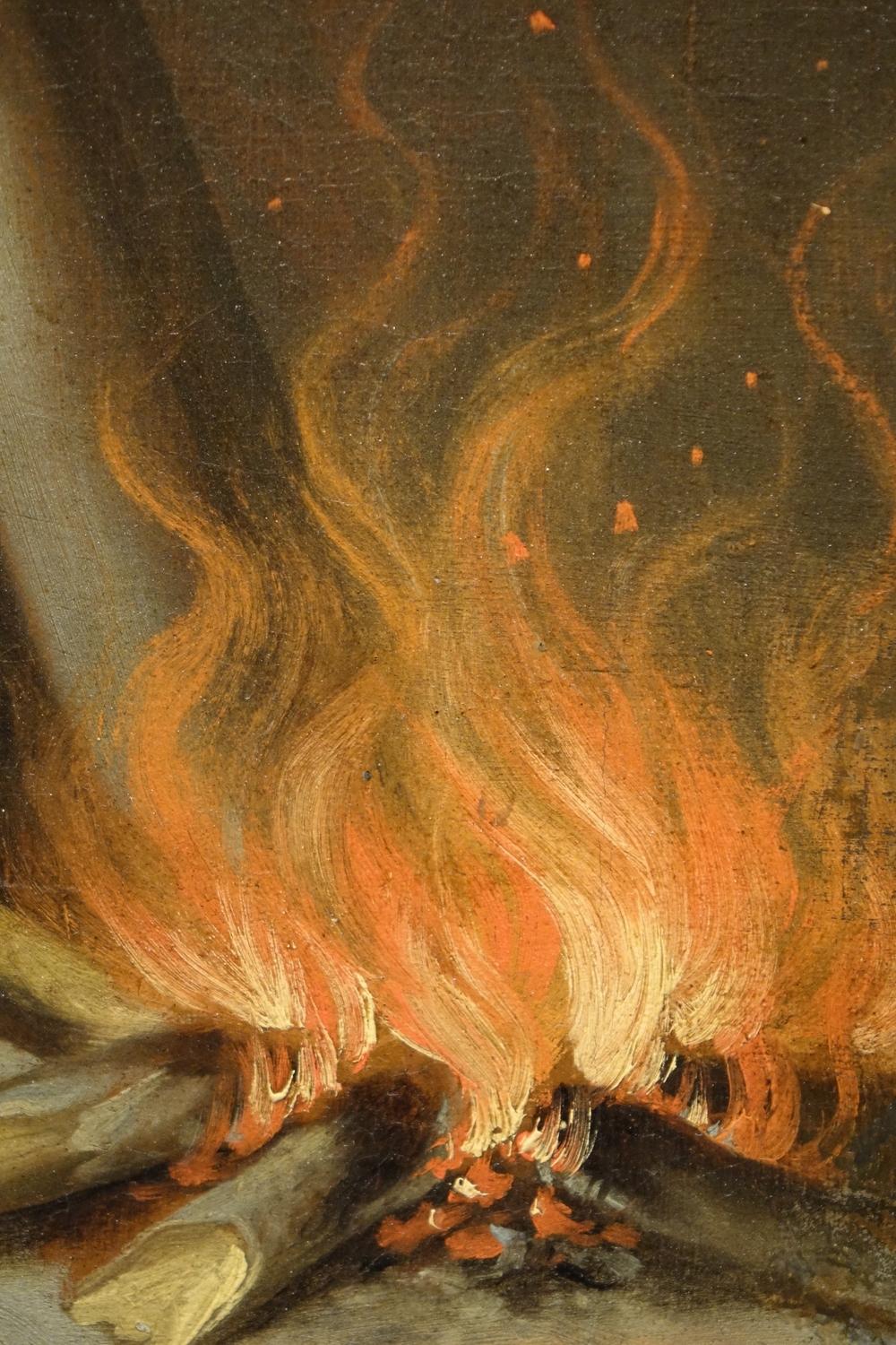Canvas Vestal reviving the sacred fire, French school, 18th century For Sale