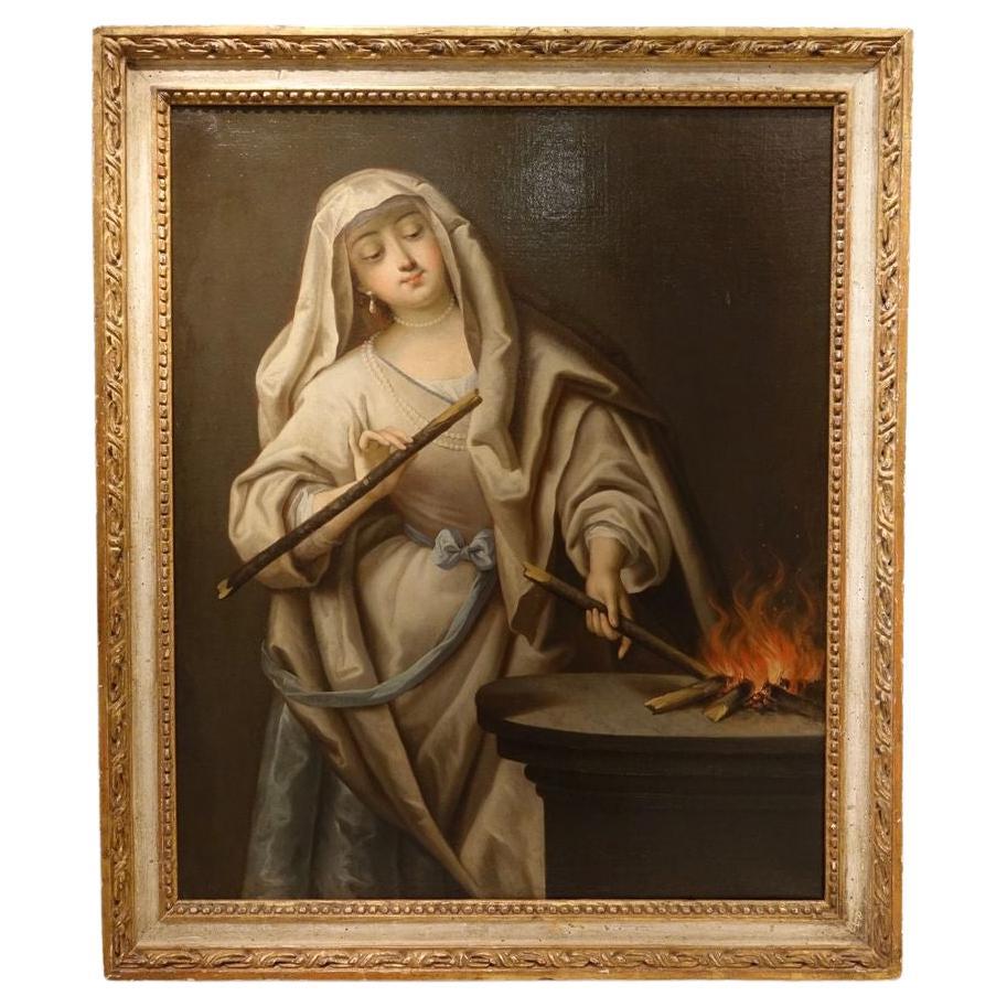 Vestal reviving the sacred fire, French school, 18th century For Sale