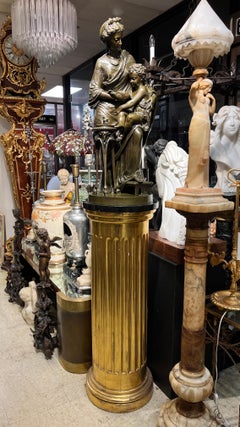 Vestal Virgin and Cherub Bronze Sculpture After Louis Sauvageau (1822–1874)