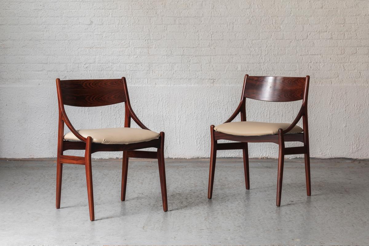 Mid-Century Modern Vestervig Eriksen Set of 4 Dining Chairs in rosewood, Denmark, 1960’s
