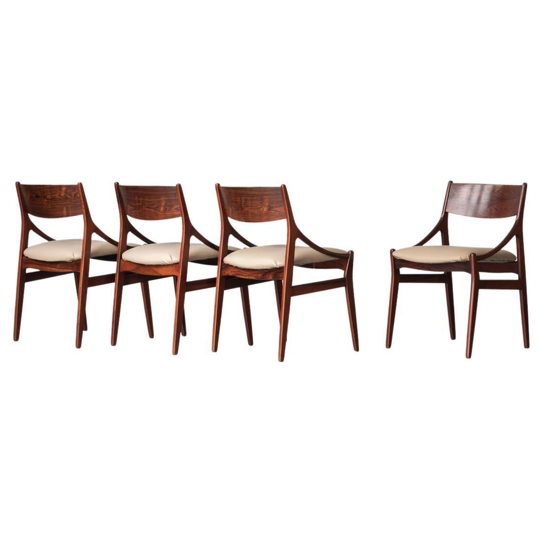 Vestervig Eriksen Set of 4 Dining Chairs in rosewood, Denmark, 1960’s