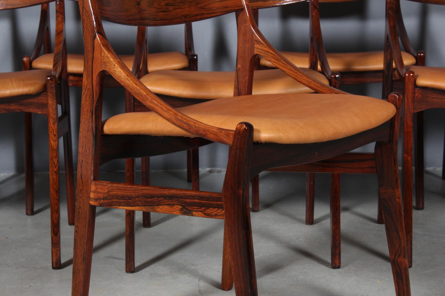 Danish Vestervig Eriksen, Set of Eight Dining Chairs