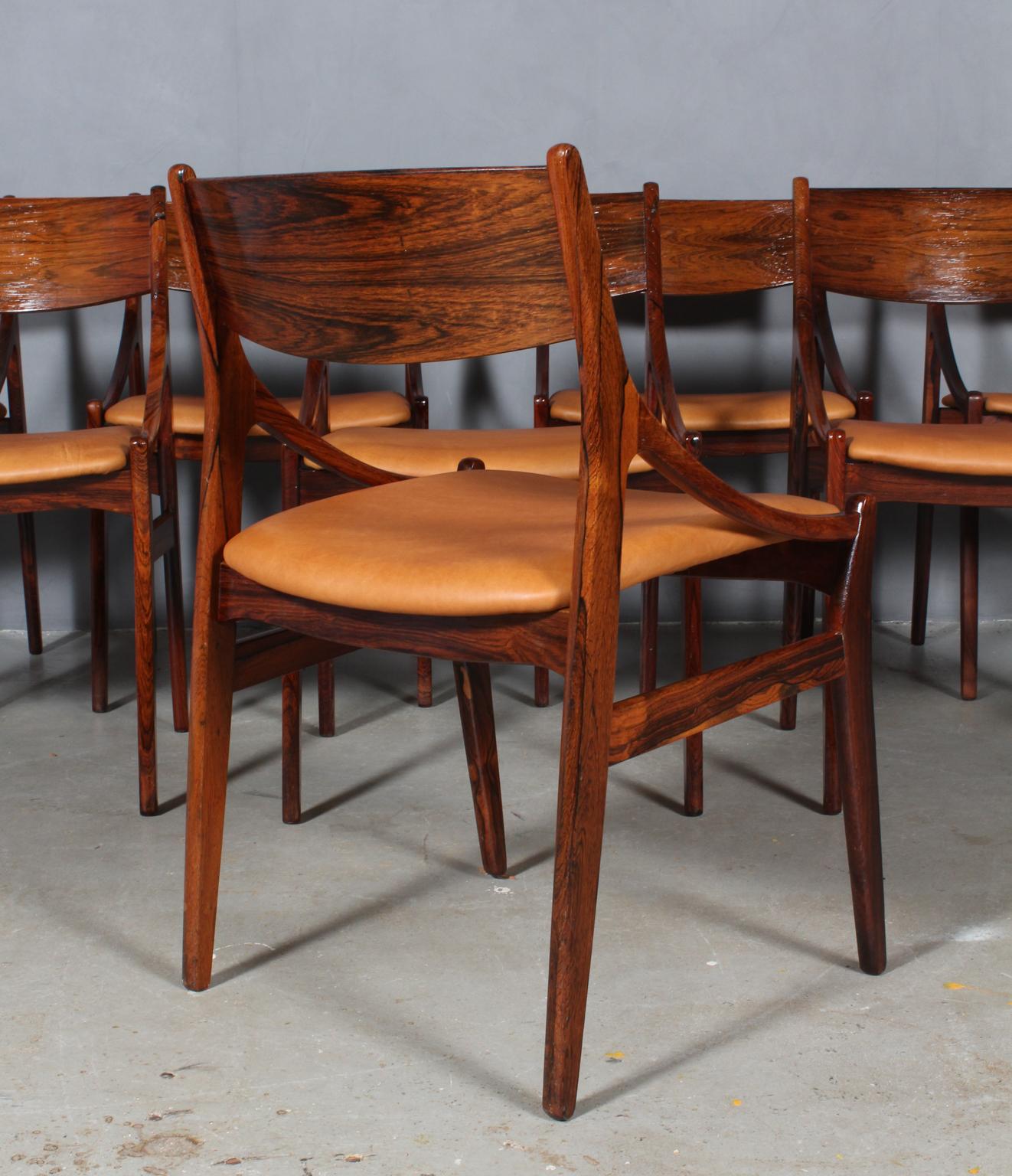 Leather Vestervig Eriksen, Set of Eight Dining Chairs