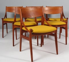 Vestervig Eriksen, Set of Six Dining Chairs, teak, Hallingdal, 1960s Denmark