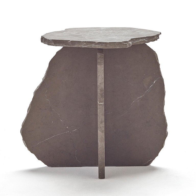 Brutalist “Vestiges Side Table” Minimalist Marble Coffee Table by Aparentment For Sale