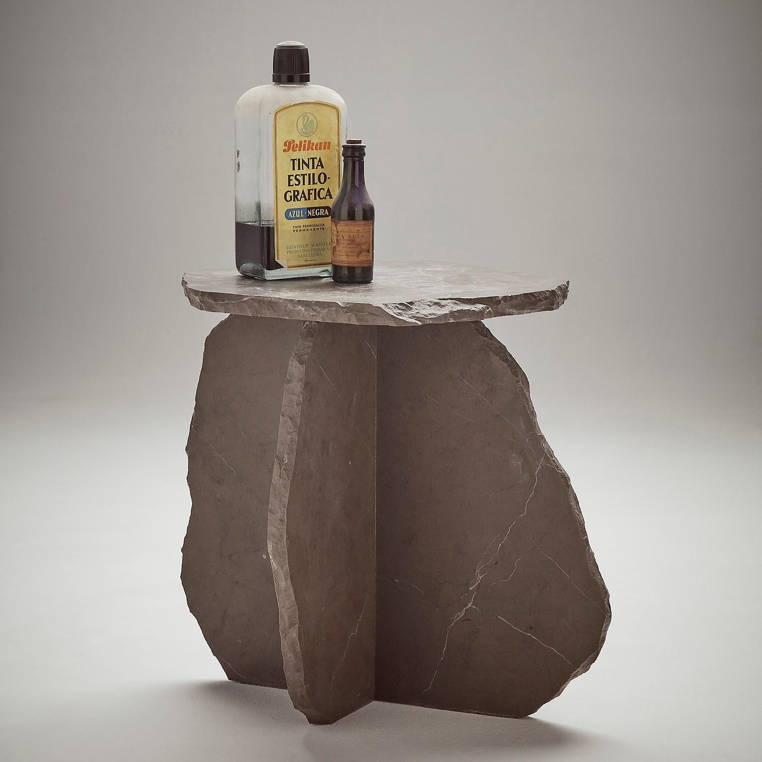 “Vestiges Side Table” Marble Stone Brutalist Minimalist Coffee Table For Sale 1