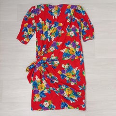 Vintage 1980s Escada silk dress with flowers by Margaretha Ley