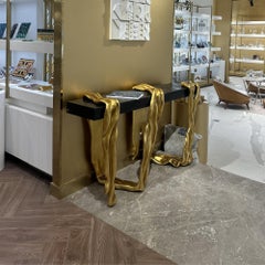 Vesuvio Sculptural Luxury Console by MainGUILTY in Black Lacquer & Gold Leaf