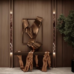 Vesuvio Skulpturale Luxus-Konsole von MainGUILTY aus Walnussholz & Cooper Leaf