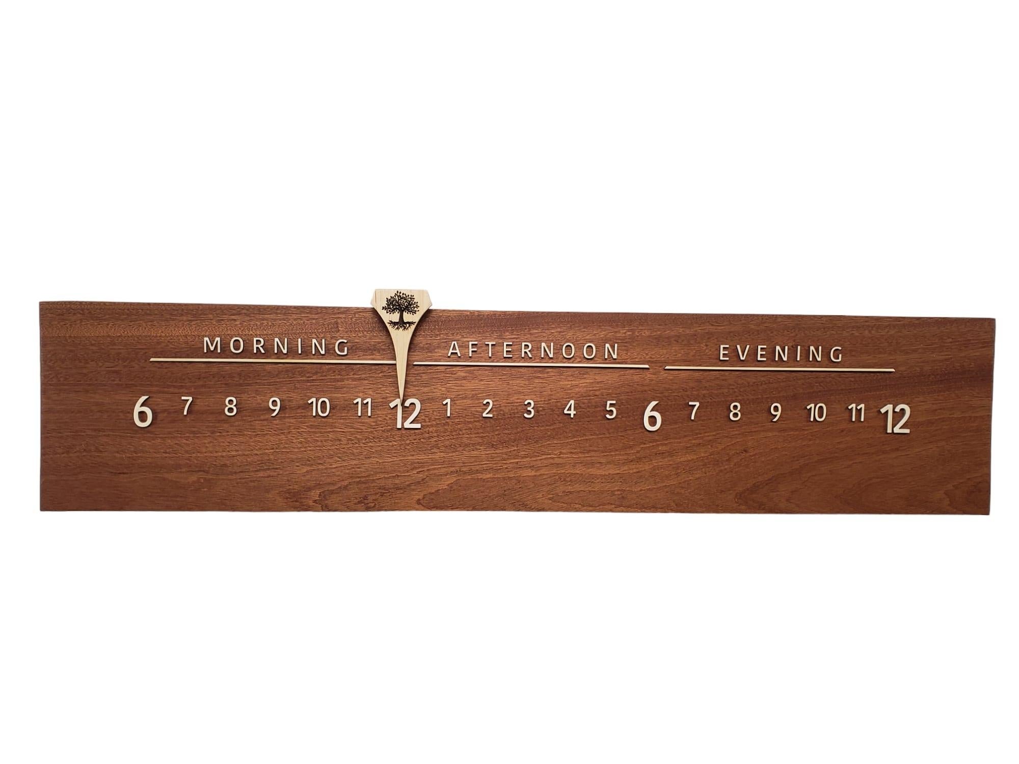 Vesuvius is a Linear Clock featuring a radiant length of Sapele with grains that look like waves rolling along a shoreline.

Linear Clocks are an invention of Linear Clockworks; these clocks tell time in a calm, simple, and elegant fashion. We use