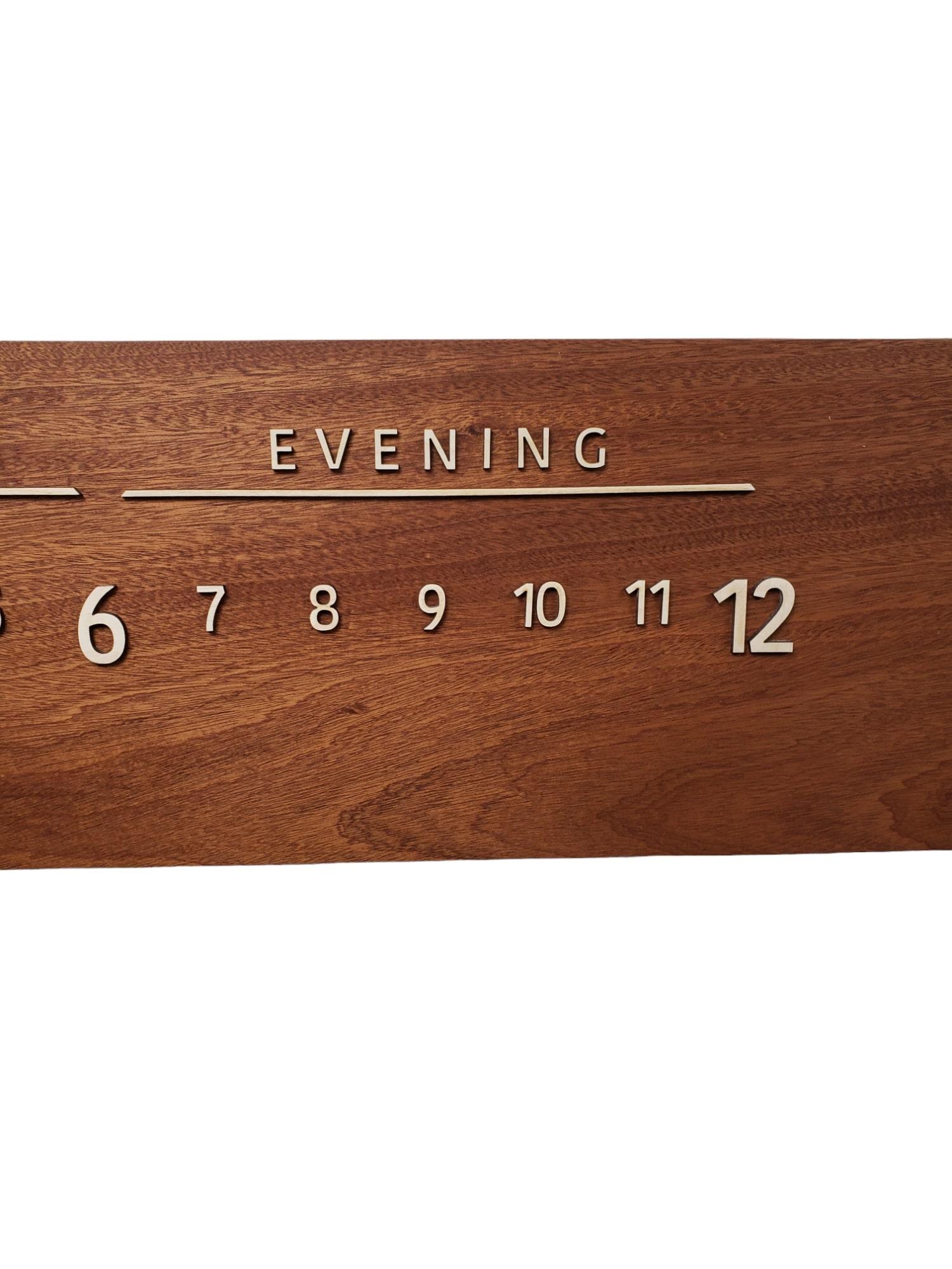 Contemporary Vesuvius: 3-foot Sabele and Maple Linear Clock For Sale