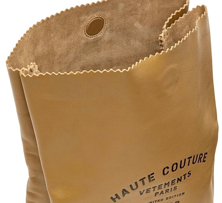 20th Century Vetement Couture Limited Edition Calfskin Paperbag Clutch Messenger Bag, 2019 For Sale