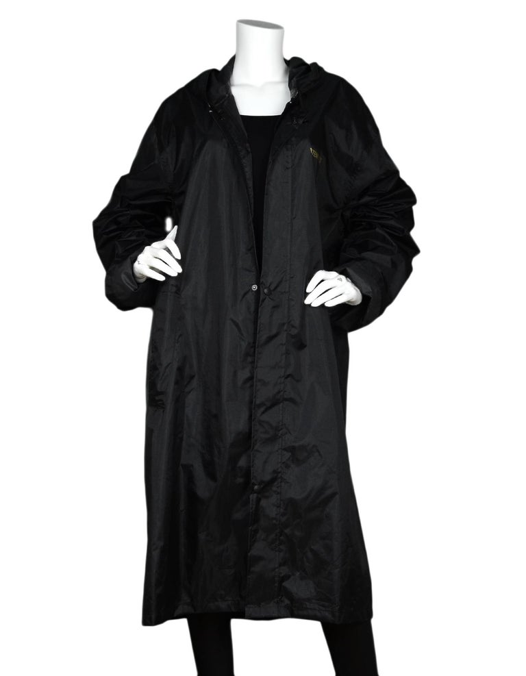 Vetements 2016 Black Nylon Hooded Long Raincoat Sz XXL For Sale at ...