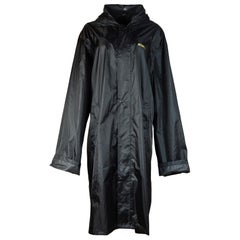 Vetements 2016 Black Nylon Hooded Long Raincoat Sz XXL