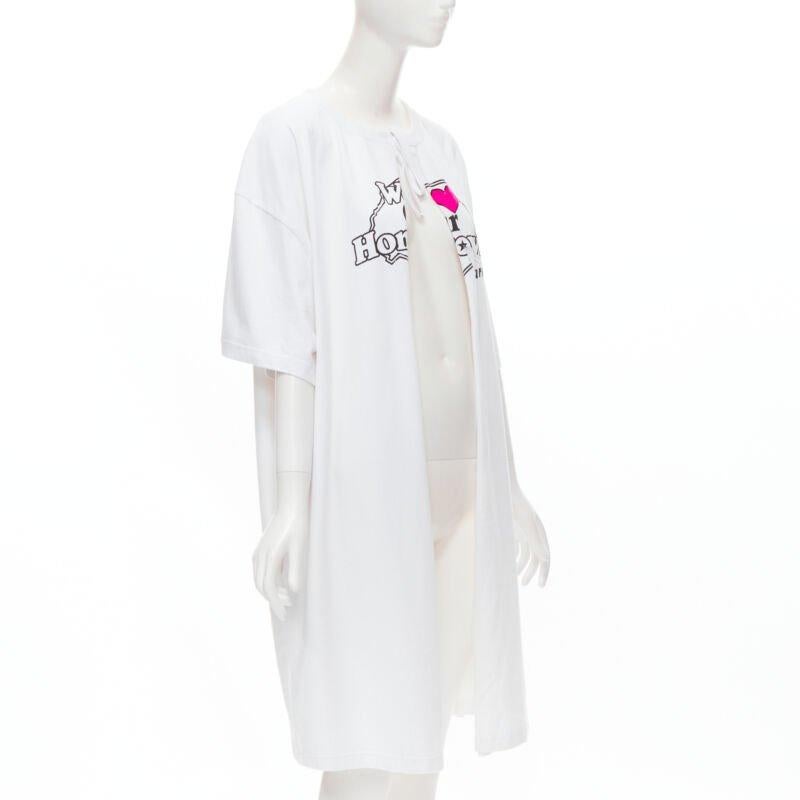 Gray VETEMENTS 2018 Demna white We Love Our Hometown split front sweater XS For Sale