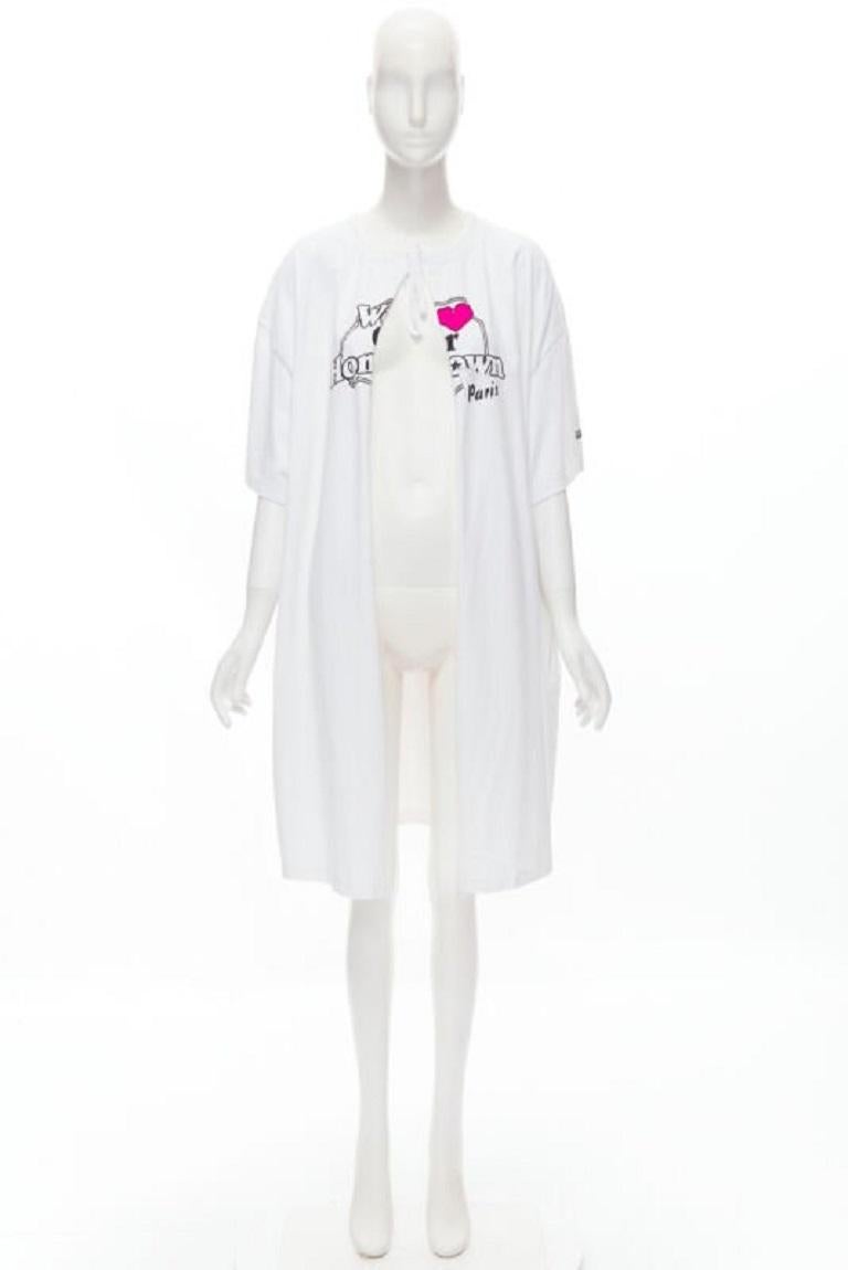 VETEMENTS 2018 Demna white We Love Our Hometown split front sweater XS For Sale 5