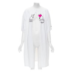 VETEMENTS 2018 Demna bianco We Love Our Hometown maglione con spacco frontale XS