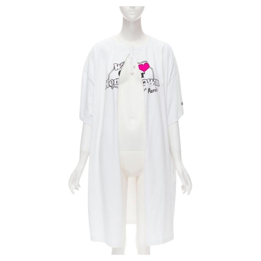 VETEMENTS 2018 Demna white We Love Our Hometown split front sweater XS For Sale