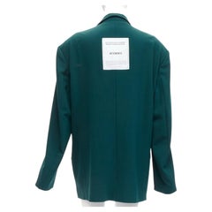VETEMENTS 2019 waldgrüner Logo-Patch hinten übergroßer doppelreihiger Blazer XS