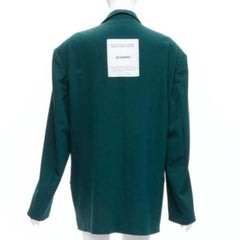 VETEMENTS 2019 forest green logo patch back oversized double-breasted blazer XS