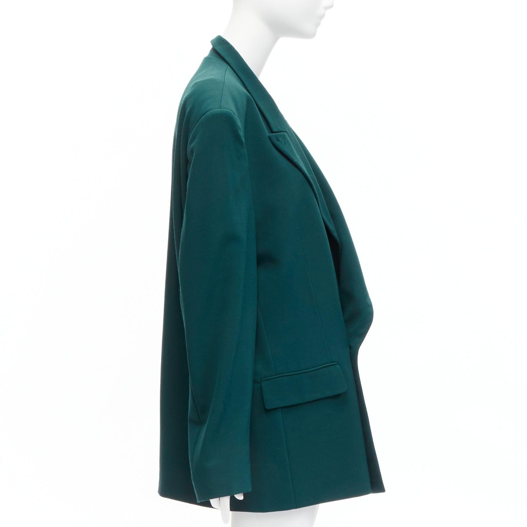 VETEMENTS 2019 forest green logo patch back oversized double-breasted blazer XS For Sale 1