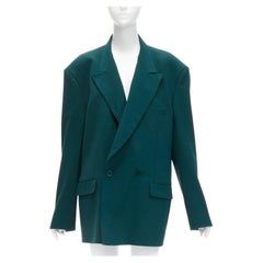 VETEMENTS 2019 waldgrüner Logo-Patch hinten übergroßer doppelreihiger Blazer XS