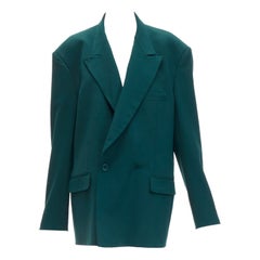 VETEMENTS 2019 forest green logo patch back oversized double-breasted blazer XS