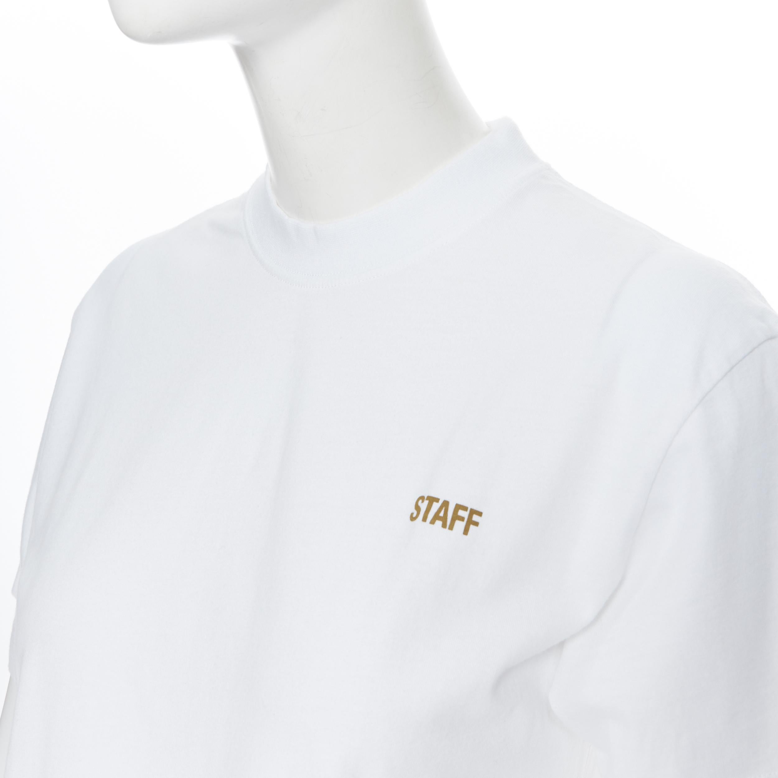 Women's VETEMENTS AW18 gold STAFF logo print short sleeve t-shirt XS