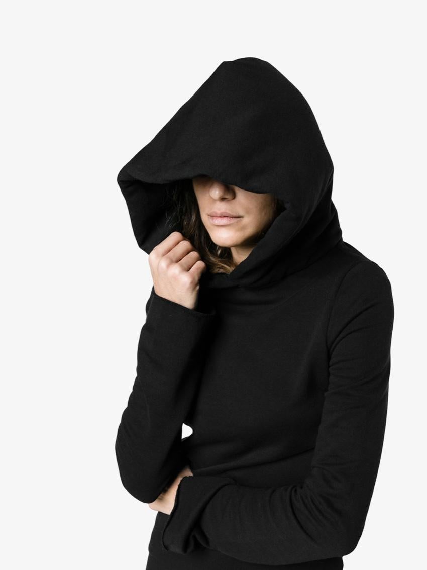 Vetements Black Cotton Hooded Maxi Sweatshirt Dress - Size S  In New Condition For Sale In London, GB