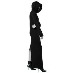 Vetements Black Cotton Hooded Maxi Sweatshirt Dress - Size S 
