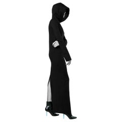 Vetements Black Cotton Hooded Maxi Sweatshirt Dress - Size S 