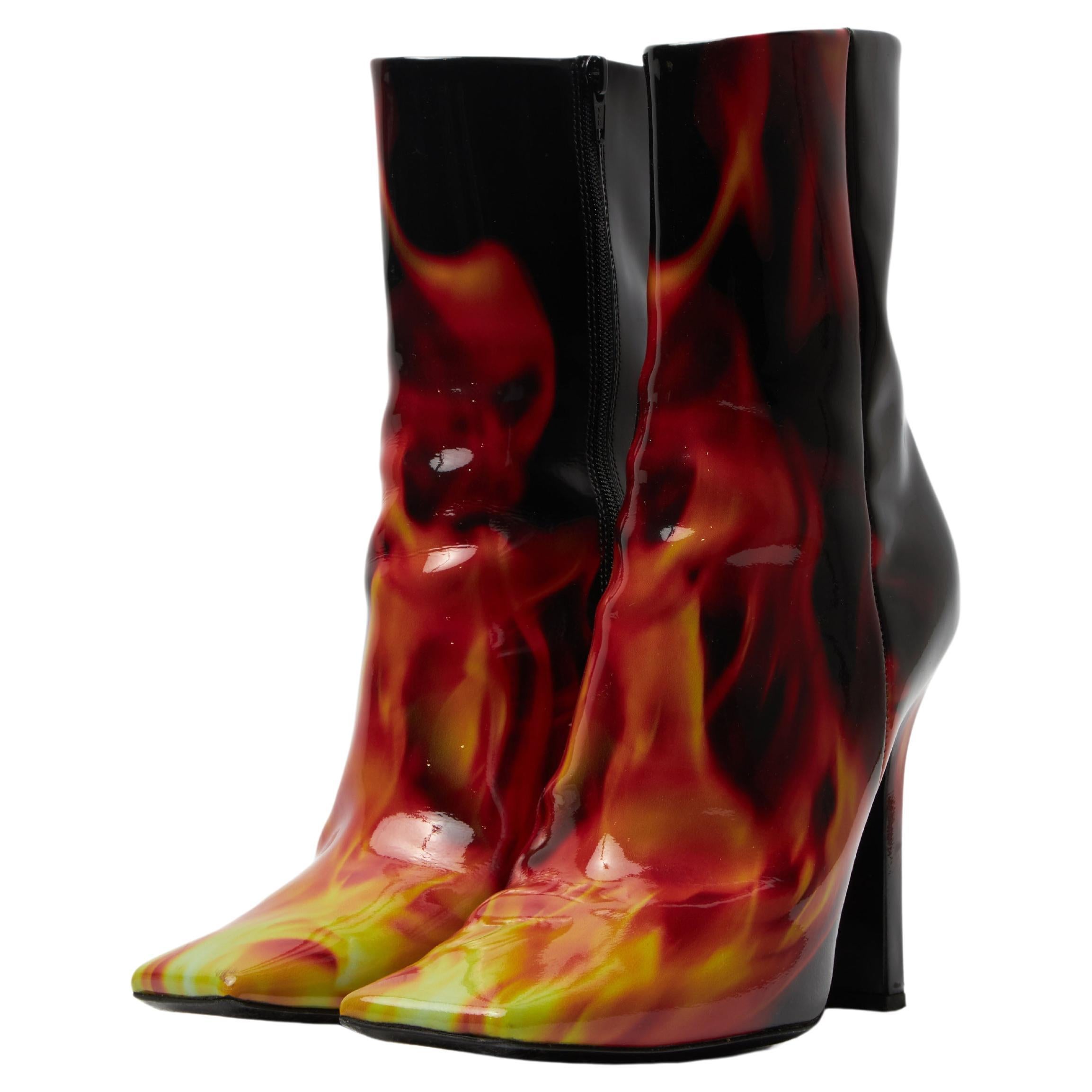 Vetements  Black Flame Printed High Heel Boots For Sale