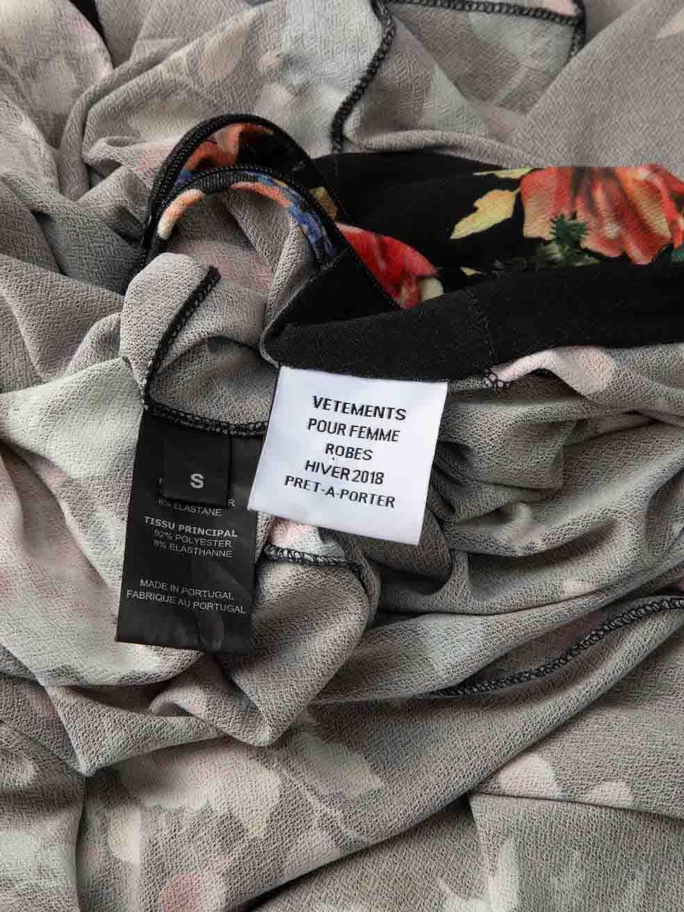 Women's Vetements Black Floral Open Back Midi Dress Size S For Sale