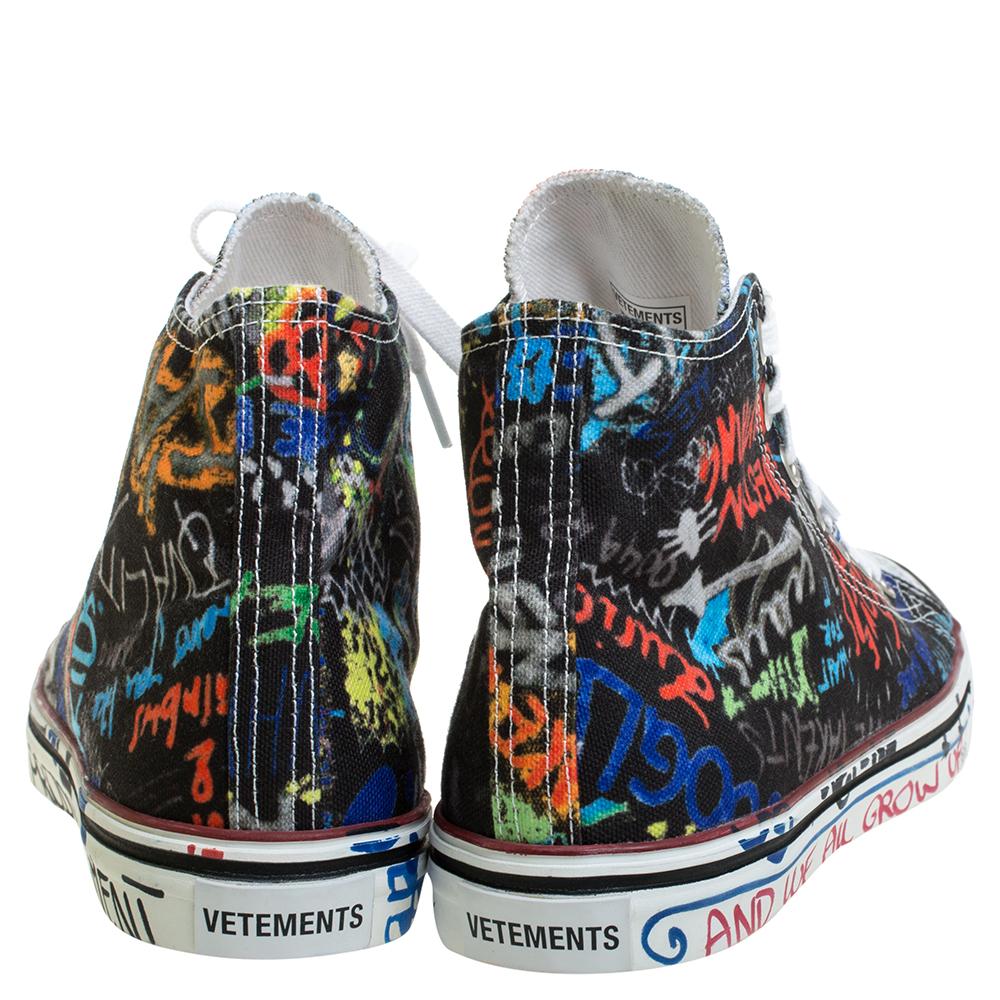 Vetements Black Graffiti Canvas High Top Sneakers Size 41 1