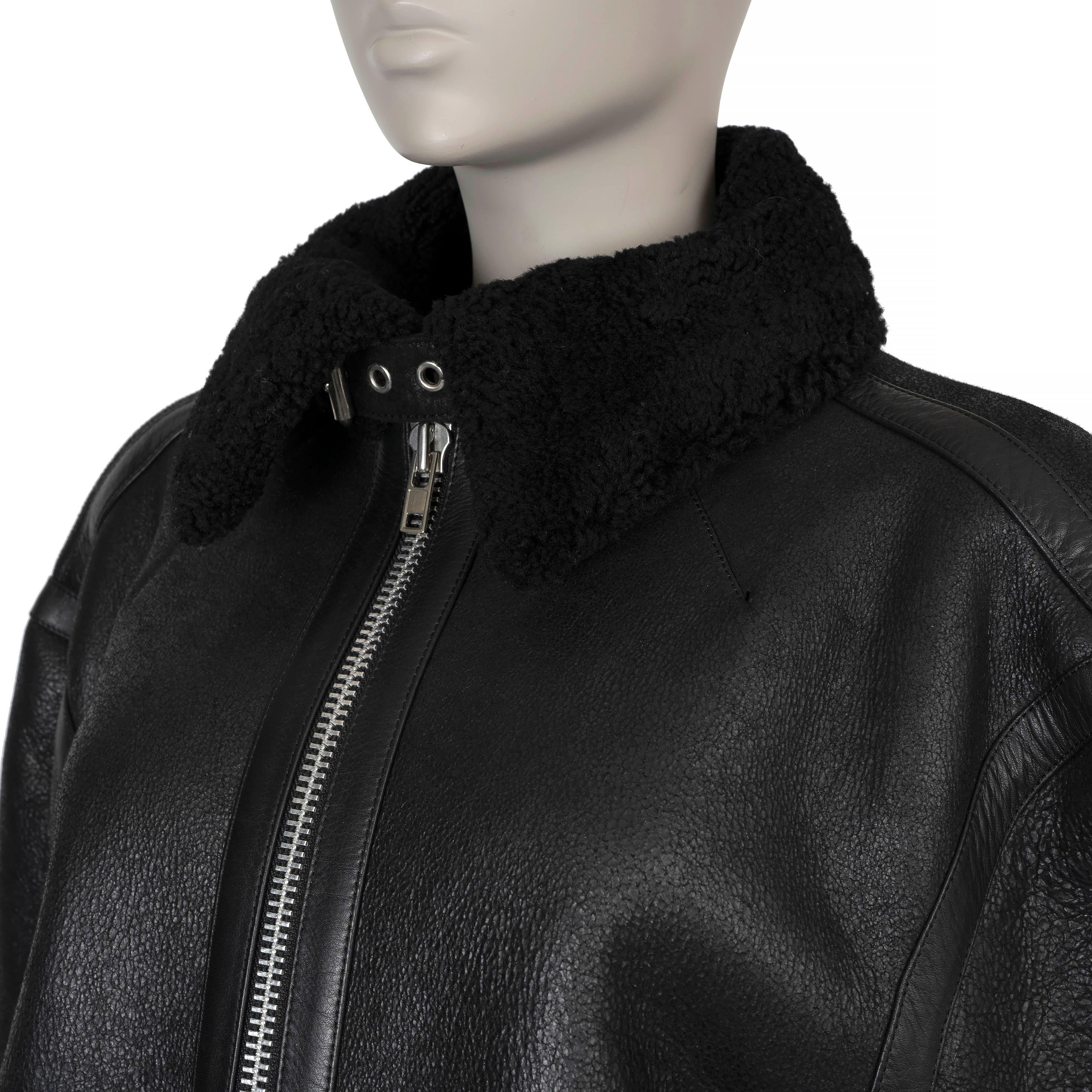 Women's VETEMENTS black leather 2016 SHEARLING LINED BIKER Jacket S For Sale