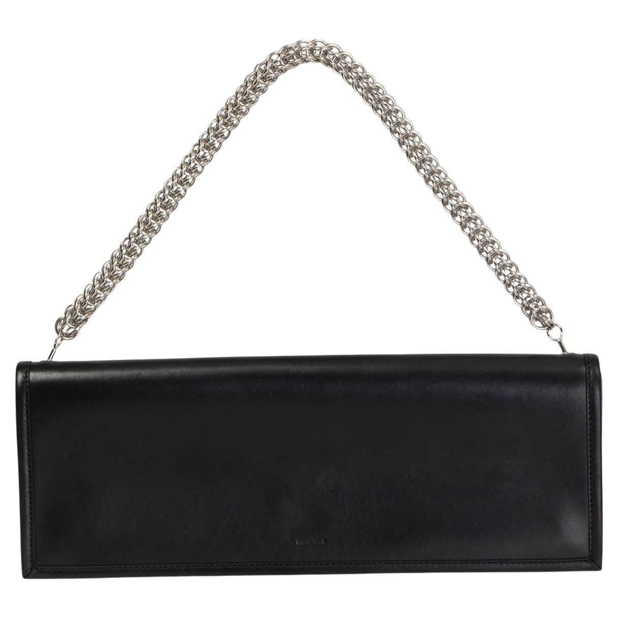 VETEMENTS black leather CHAIN Clutch Bag For Sale
