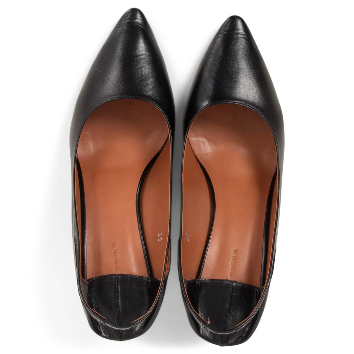 Women's VETEMENTS black leather KITTEN HEEL Pumps Shoes 38