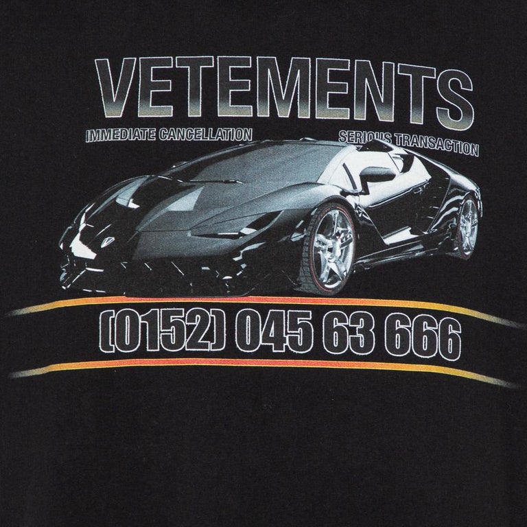 Vetements Black Logo Printed Cotton Crewneck Oversized T-Shirt S at 1stDibs  | vetements lamborghini t shirt, vetements t shirt, vetements crewneck