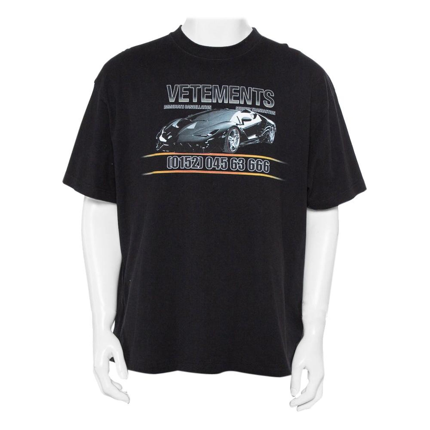 Vetements Black Logo Printed Cotton Crewneck Oversized T-Shirt S at 1stDibs
