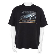 Vetements Black Logo Printed Cotton Crewneck Oversized T-Shirt S