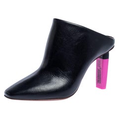 Vetements Black/Pink Leather Gypsy Highlighter Heel Mule Size 38