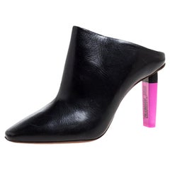 Vetements Black/Pink Leather Gypsy Highlighter Heel Mules Size 41