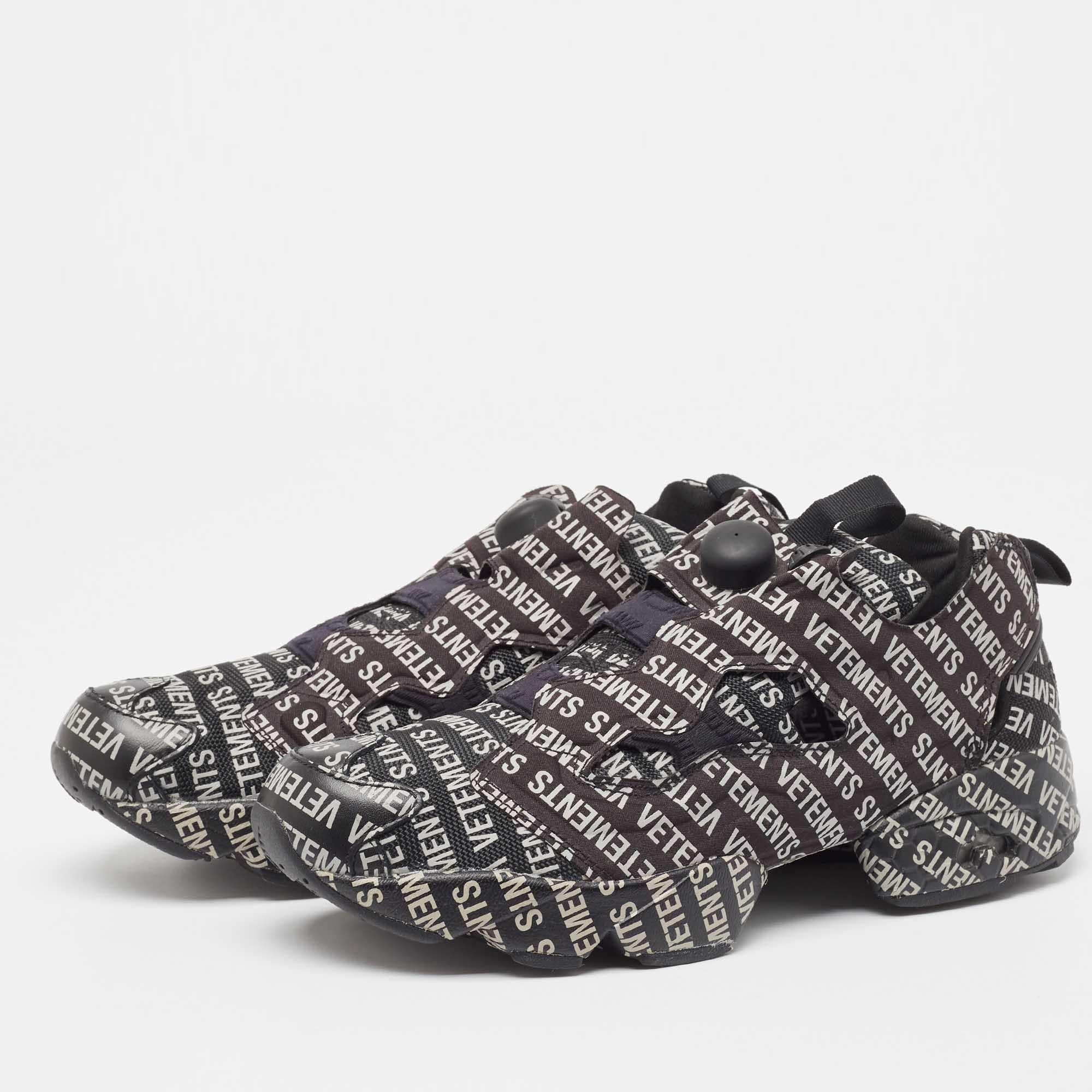 Expertly crafted from quality canvas these Vetements sneakers are the perfect choice for day to day outings. They have a low top silhouette and the look is rounded off with lace ups on the vamps. The pair is complete with durable soles.