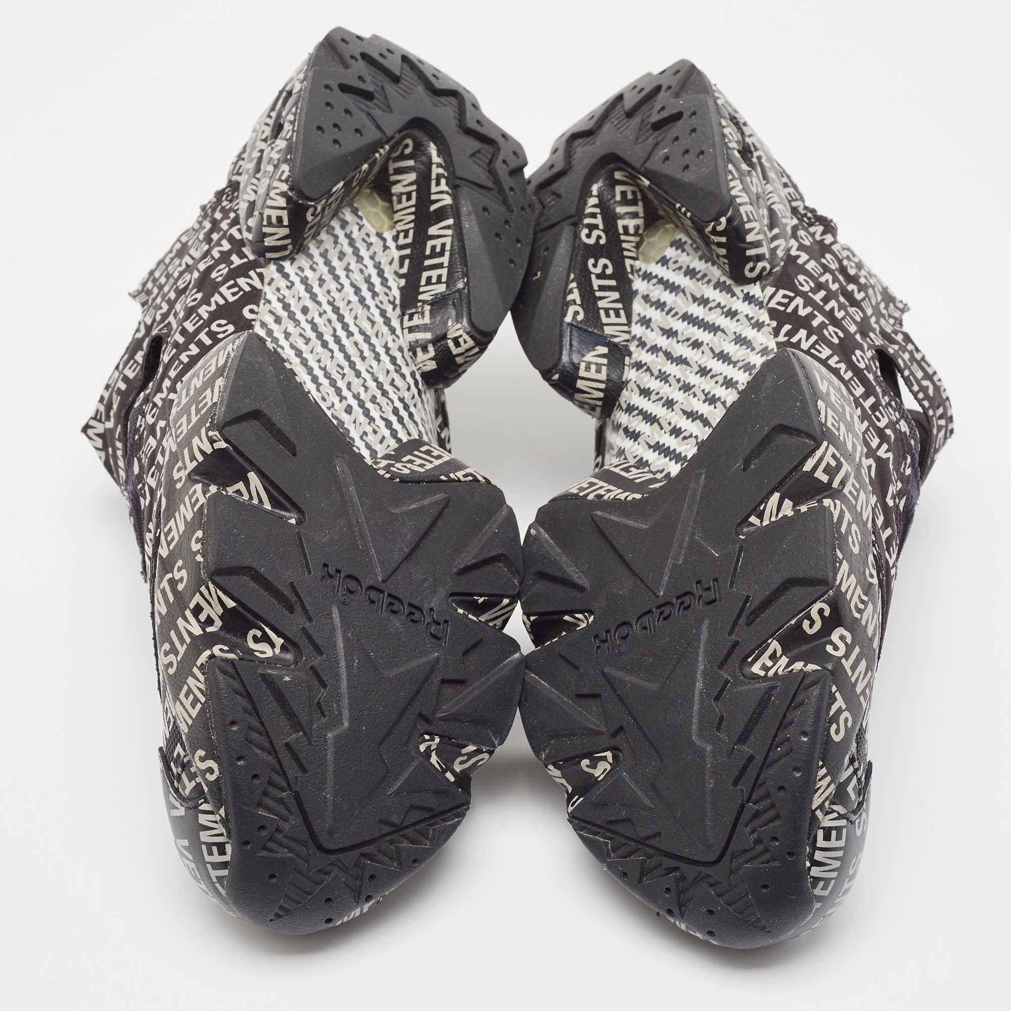 Vetements Black/White Leather and Mesh Low Top Sneakers Size 42.5 For Sale 2