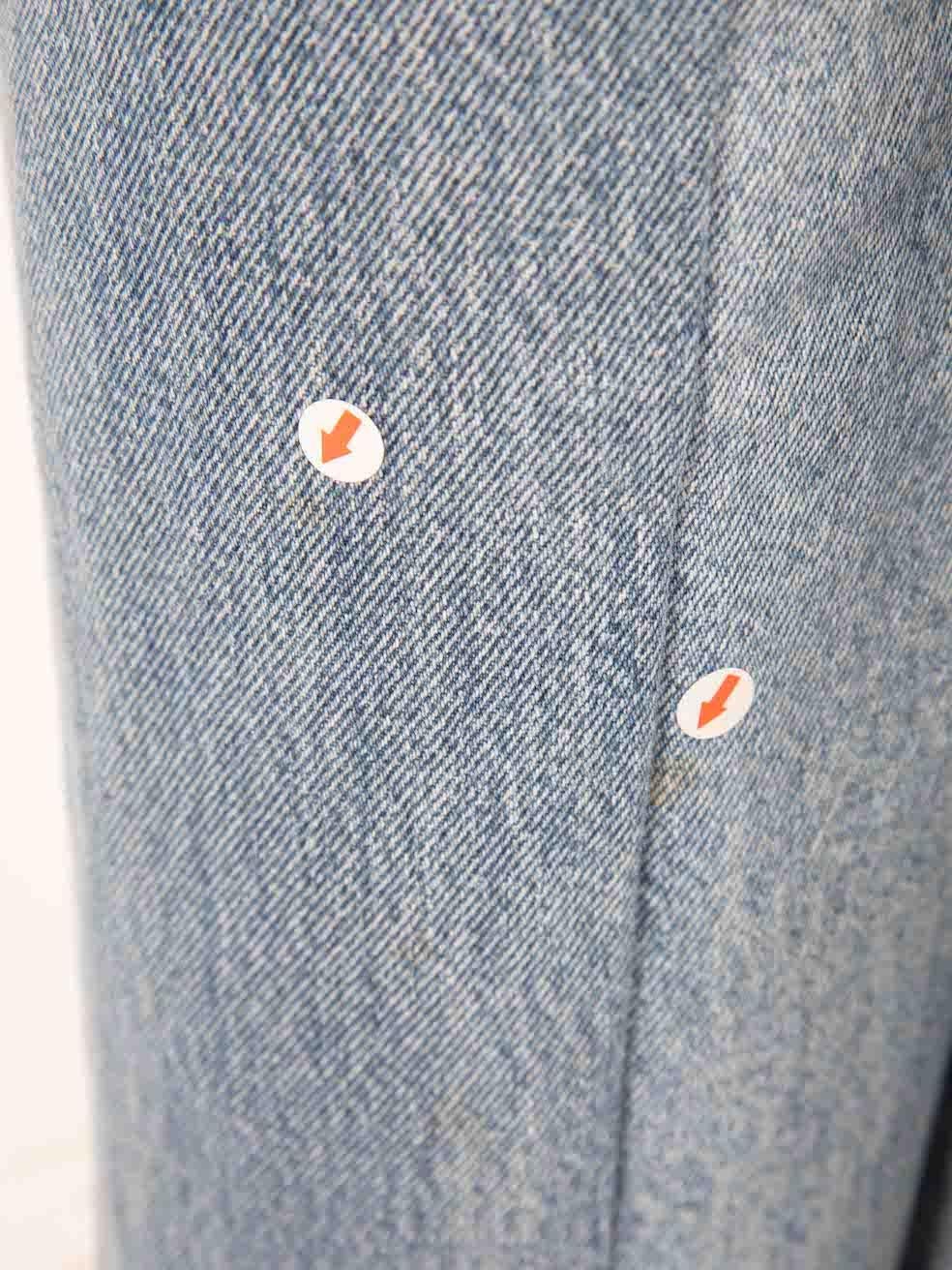 CONDITION is Verygood. Minimal wear to the jeans is evident. Minimal wear to the back left leg and internal crotch area with discolouration marks on this used Vetements x Levi's designer resale item. Discolouration may need gentle hand wash contrary