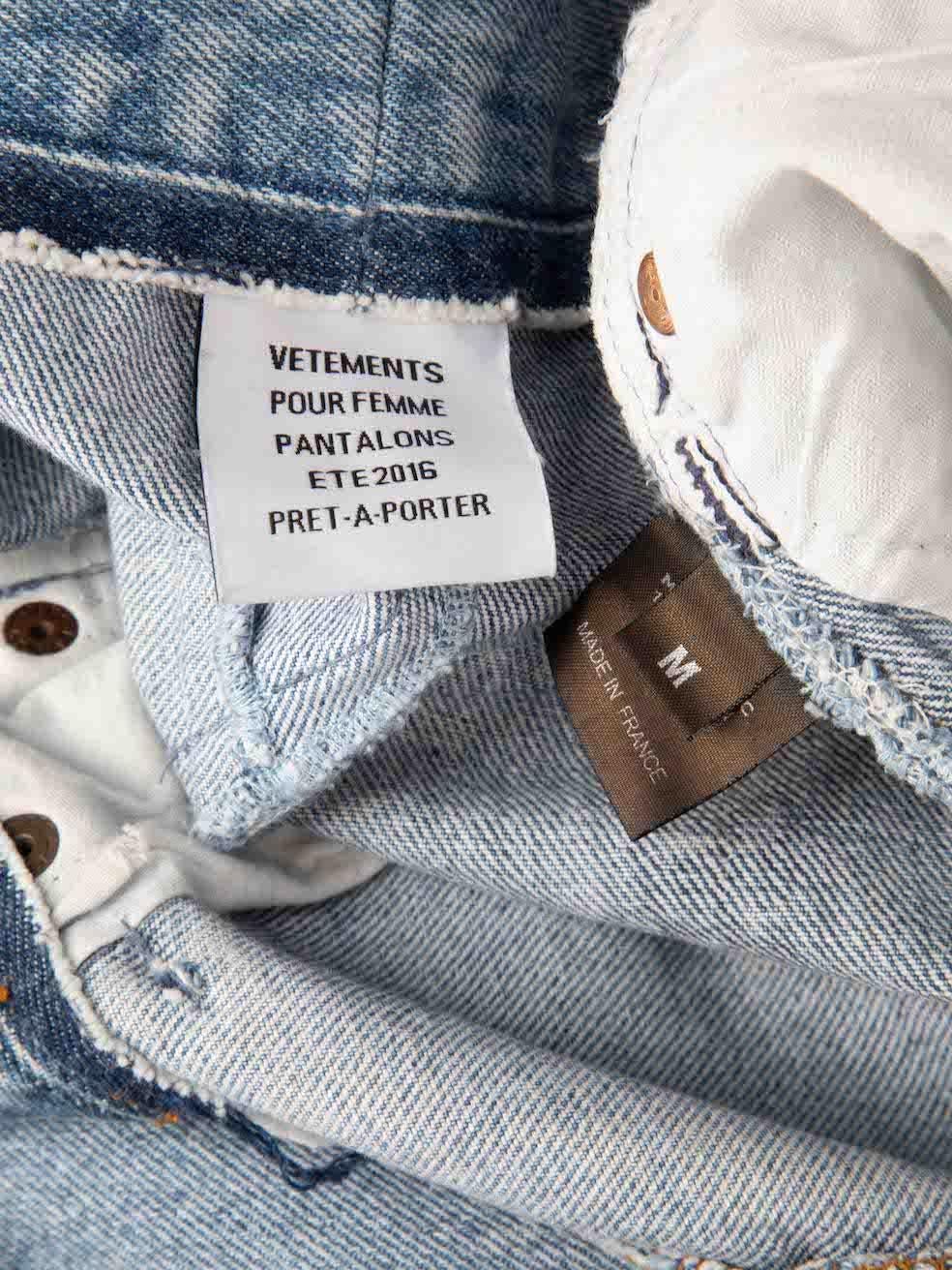 Vetements Blue Denim Deconstructed Jeans Size M In Excellent Condition In London, GB